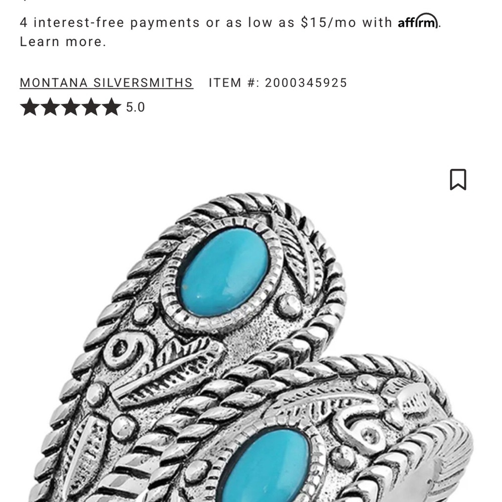 Montana Silversmiths Silver Ring with Turquoise Accents - Picture 2 of 6